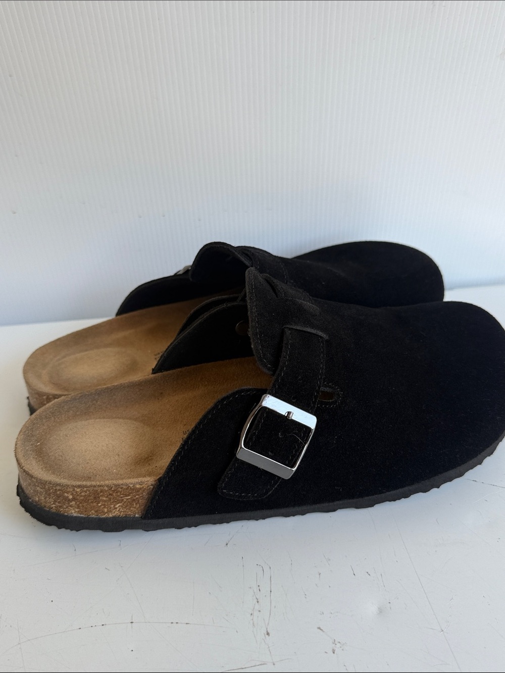 PROJECT CLOUD BENTON CLOG SANDAL SIZE 10 BLACK SUEDE CORK FOOTBED MEMORY FOAM - Picture 5 of 8